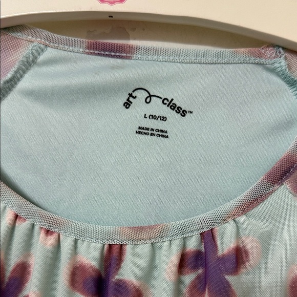 Art Class Purple Floral Mesh Top - Picture 2 of 2